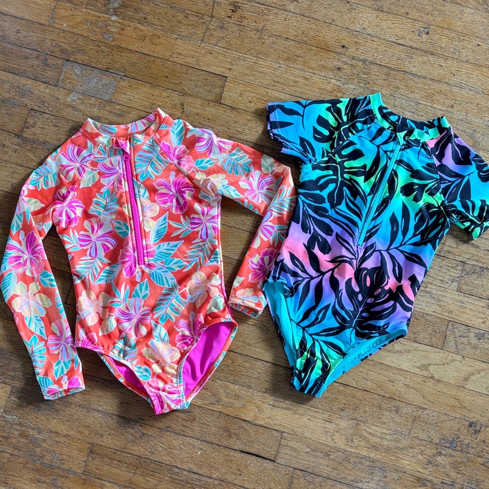 Wonder Nation Floral and Tropical Kids Swimsuit Set